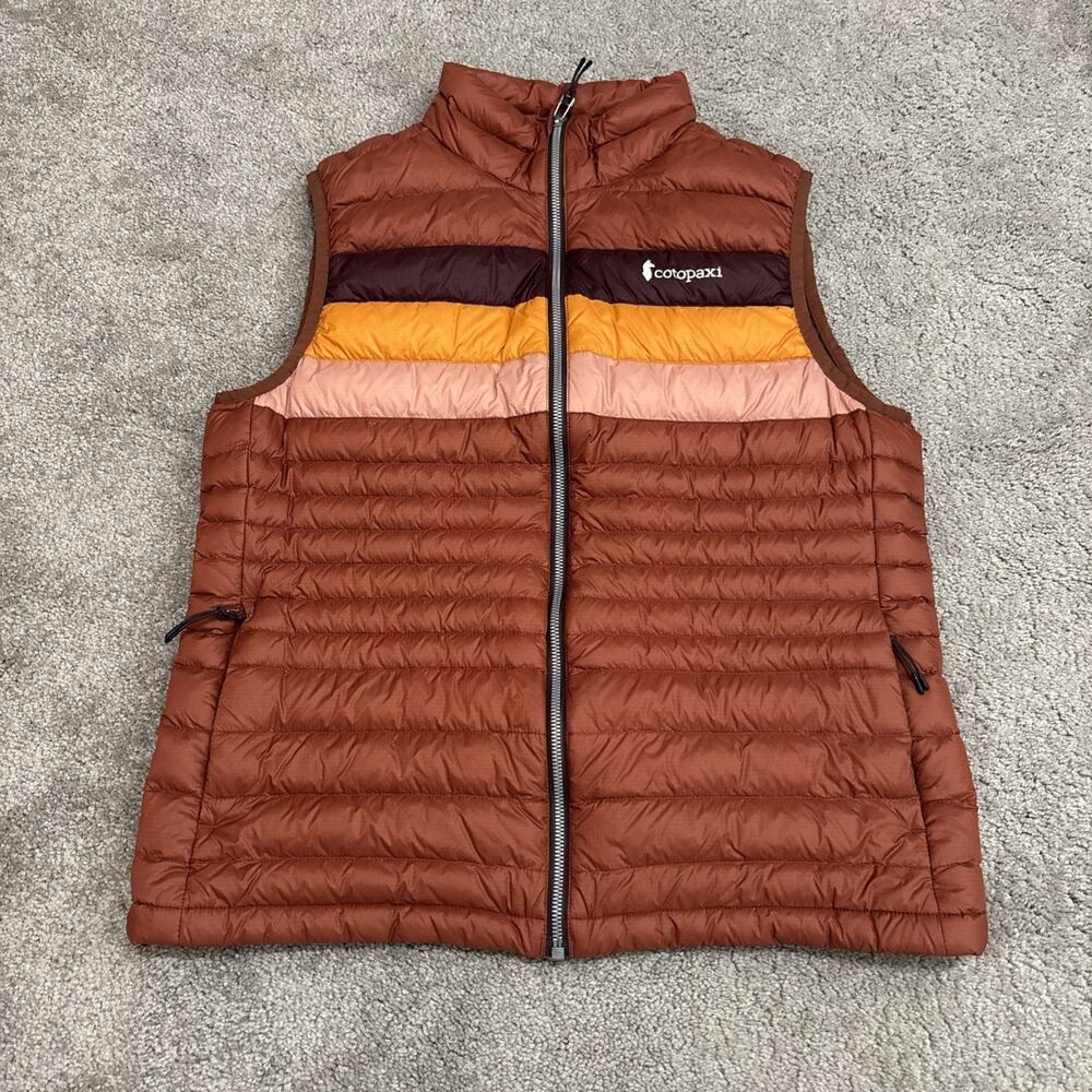 Cotopaxi Down Vest Womens Large Orange Full Zip Puffer Outdoors Hiking